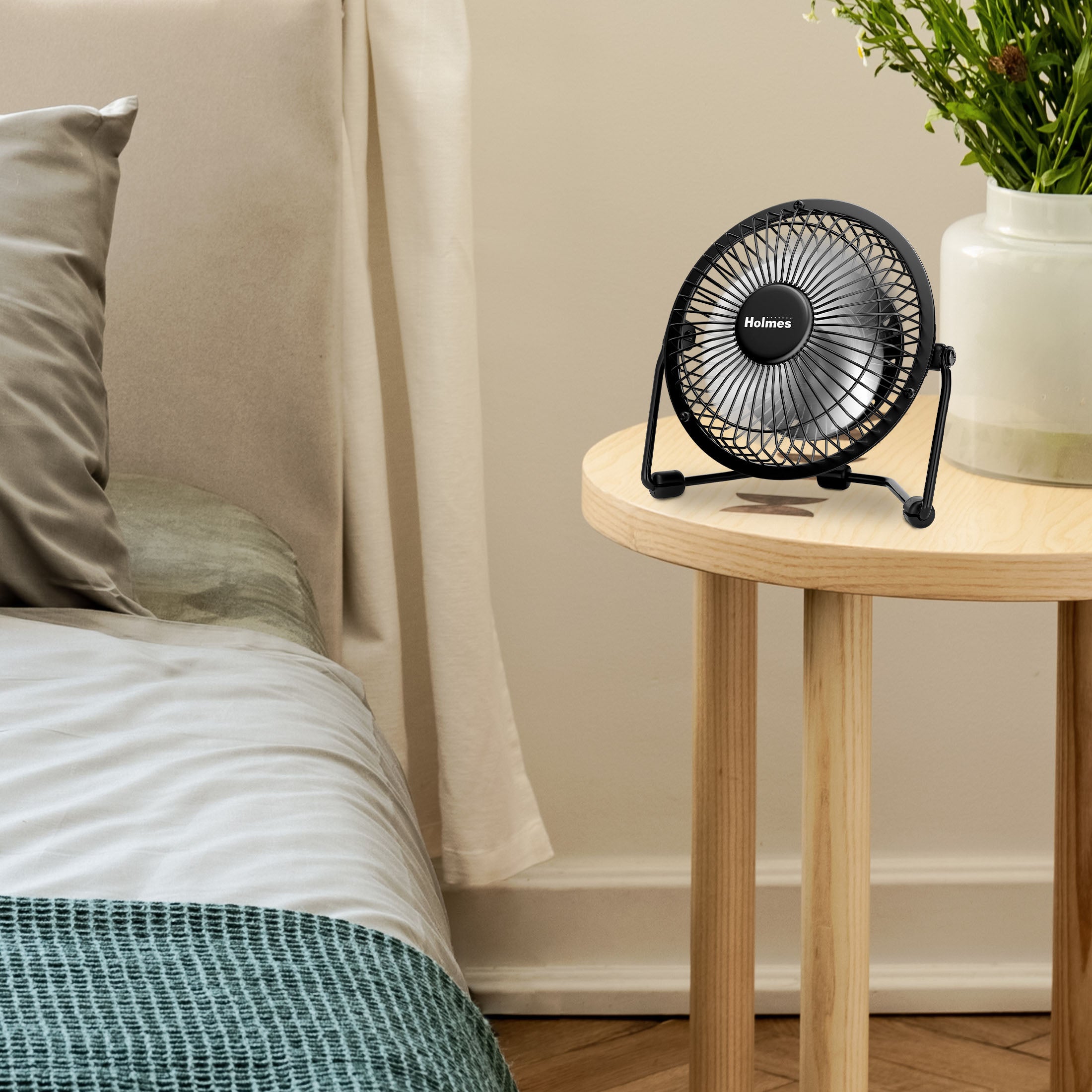 Holmes 4" Mini High-Velocity Personal Desk Fan with Adjustable 360° Head Tilt Black