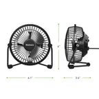 Holmes 4" Mini High-Velocity Personal Desk Fan with Adjustable 360° Head Tilt Black