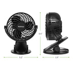 Holmes 4” Rechargeable Clip Fan, 360° Tilt, Strong Airflow, USB, Long Battery, Black