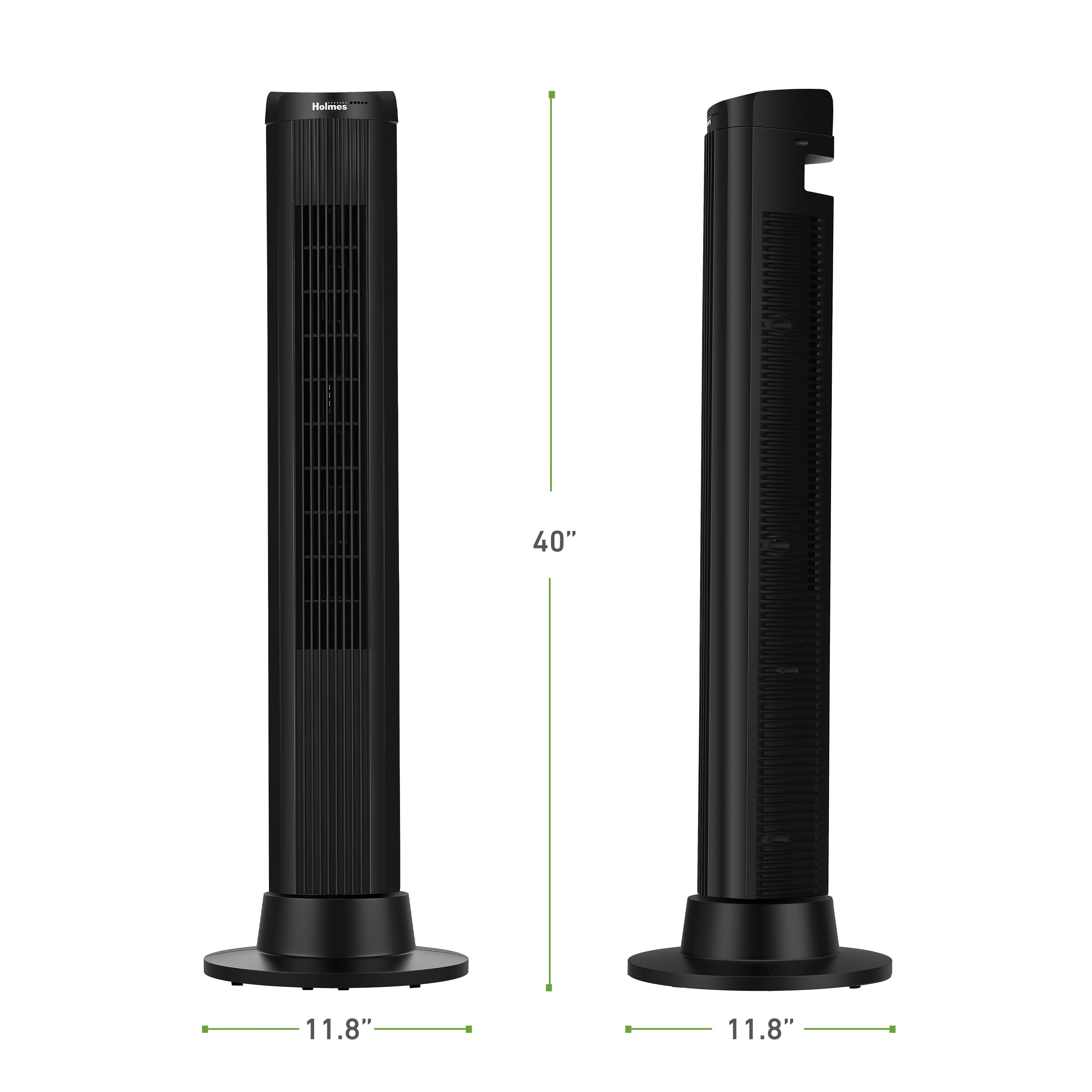 Holmes 40" Wi-Fi Smart Connect Digital Oscillating 3 Speed Tower Fan with Remote Control Black