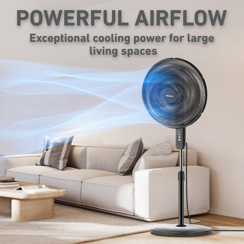 Holmes 16" Big Breeze Stand Fan, 3-Speed, Powerful Airflow, Manual Oscillation, Black