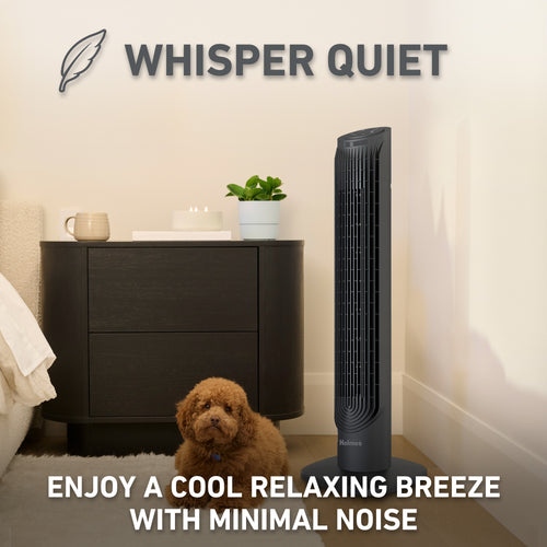 Holmes 36” Tower Fan – 3-Speed, Clean Breeze Feature, 80° Oscillation, 8-Hour Timer, Remote Control